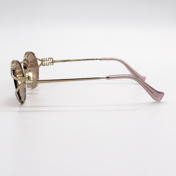 NEW MIU MIU SMU 52Y ZVN20F OVAL WOMEN SUNGLASSES MU52YS ZVN20F GOLD MU 52YS main image 5